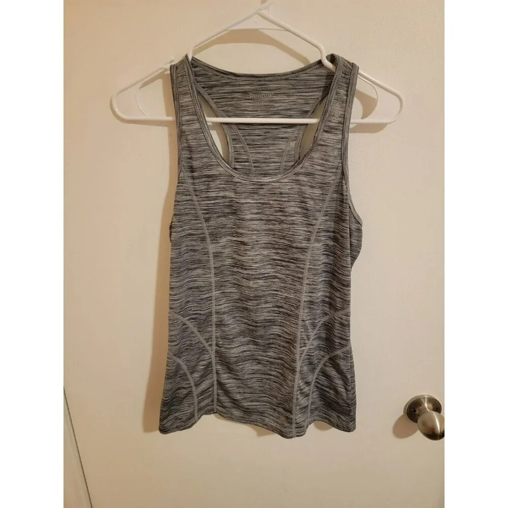 Reebok Womens Gray Racerback Scoop Neck Workout Athletic Tank Top Size XS